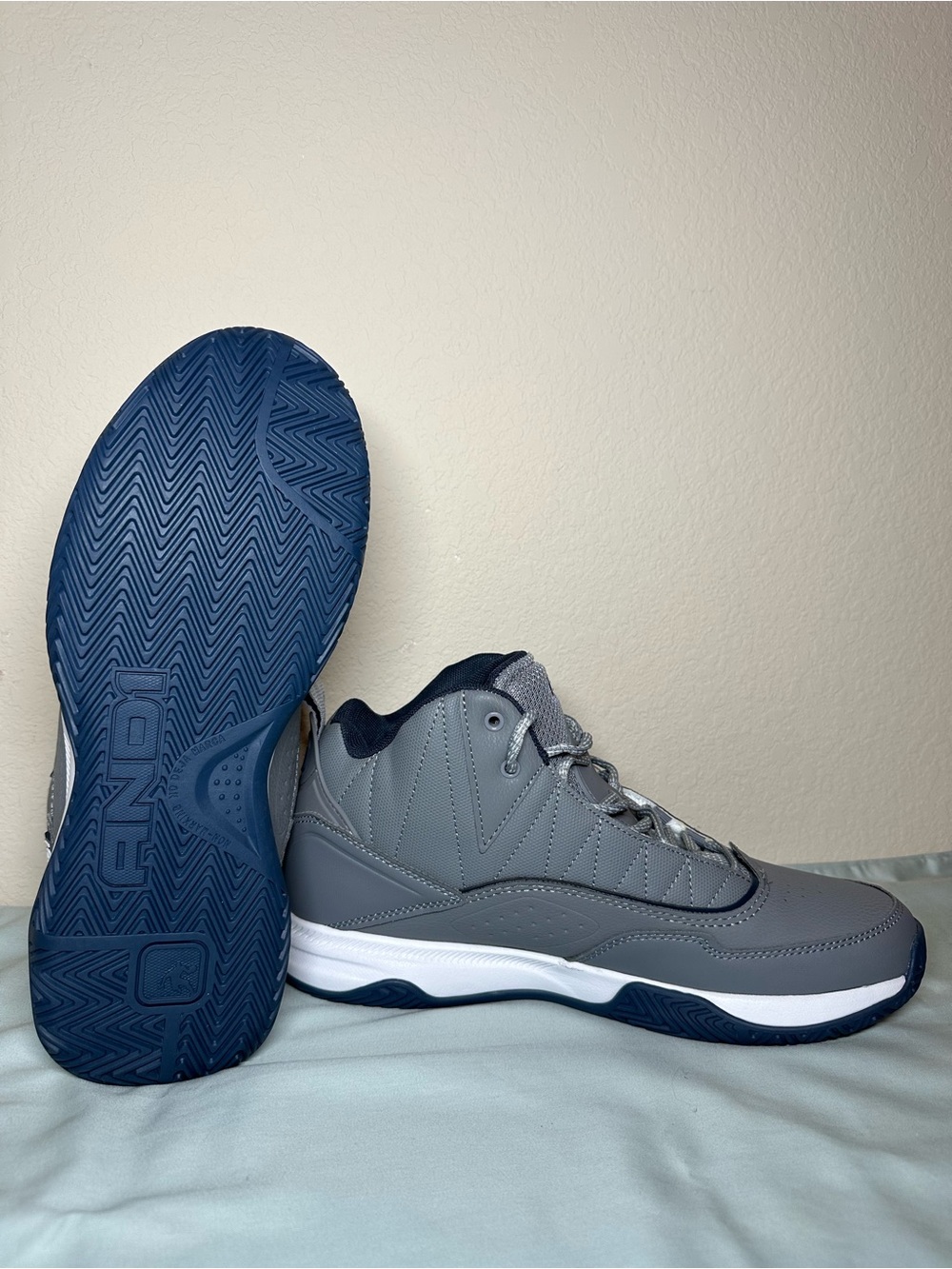 And1 Gray and Navy Mid-Top Athletic Sneakers